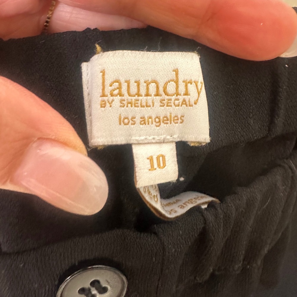 Laundry by Shelli Segal pull on elastic waist trousers black wide leg office 10 - Picture 4 of 8